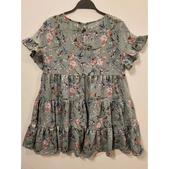 SHEIN Keyhole Back Flounce Sleeve Floral Smock Dress - Picture 4 of 8